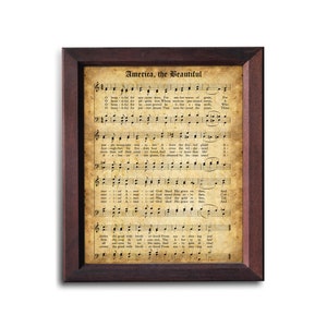 America The Beautiful Print | Printable Vintage Sheet Music | Hymn Instant Download