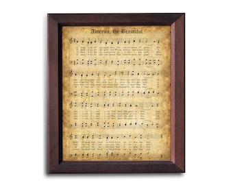 America The Beautiful Print | Printable Vintage Sheet Music | Hymn Instant Download