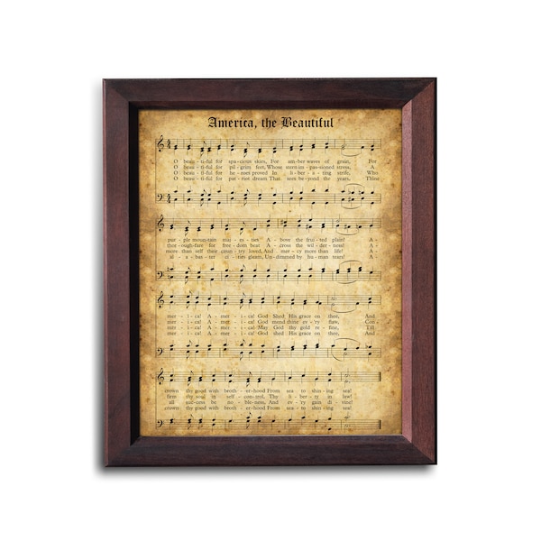 America The Beautiful Print | Printable Vintage Sheet Music | Hymn Instant Download