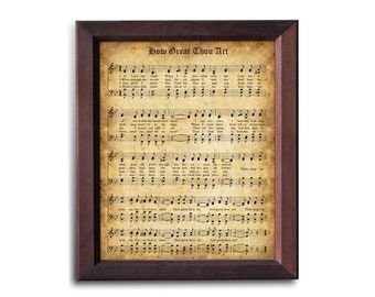Qué grande eres impresión de arte, himno para el día de Pascua, partituras vintage imprimibles, descarga instantánea, himno antiguo, Carl Boberg
