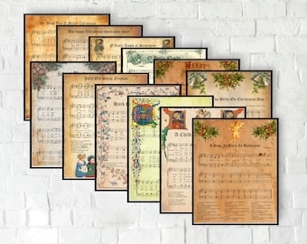 Set of 12 Vintage Christmas Sheet Music Instant Download