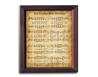 Just a Closer Walk With Thee Printable Vintage Hymn |  Christian Hymn Instant Download