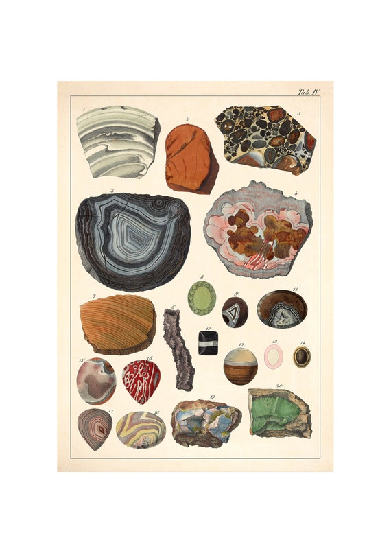 Quartz and Opal Vintage Illustration - Giclee Fine Art Print