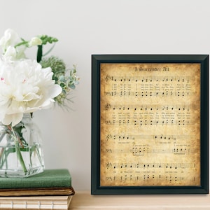 I Surrender All - Hymnal Sheet - Giclee Print - Framed/Unframed