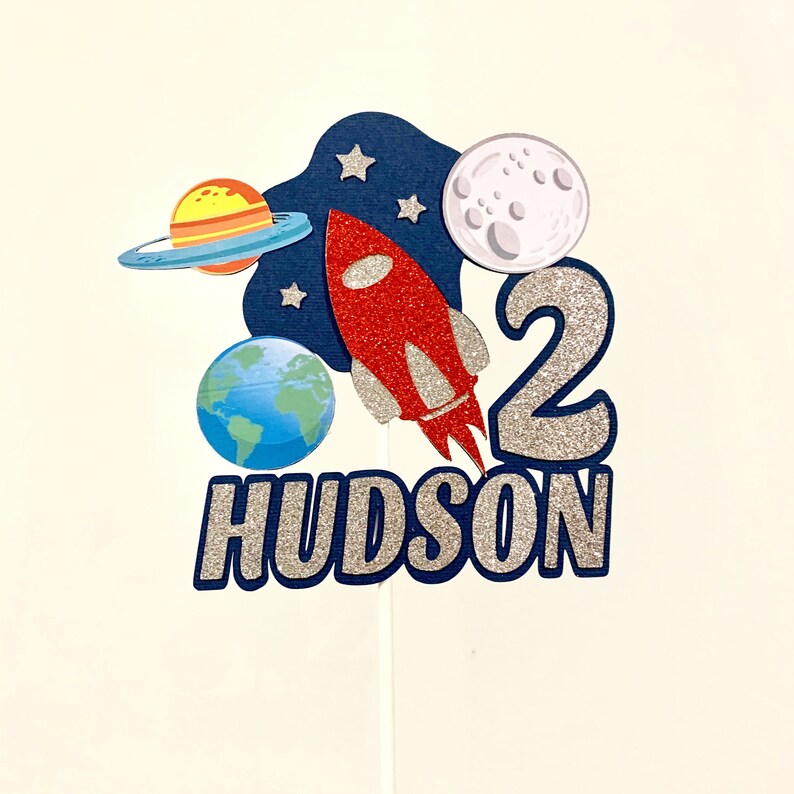 Space Cake Topper Cake Topper Outer Space Rocket Etsy Hong Kong