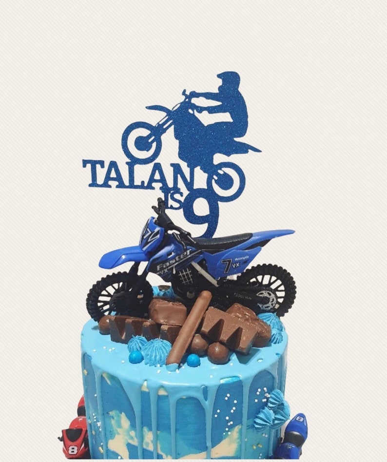 Motorbike cake topper, motocross cake topper, motorcycle, cake topper, custom cake topper, dirt bike cake topper, bike, kids party, sport image 1