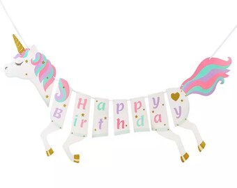 Unicorn Happy Birthday Banner, Unicorn sign, Happy Birthday Unicorn sign, Happy birthday unicorn banner, Unicorn party decorations, mermaid