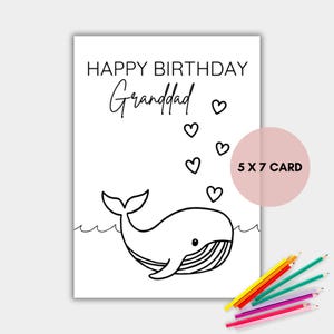 Tarjeta de cumpleaños para colorear de abuelo, tarjeta imprimible para colorear de abuelo, tarjeta de abuelo, descarga instantánea