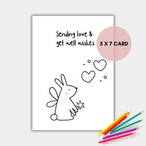 Coloring Get Well Soon Card, Printable Coloring Card, Get Well Wishes, Instant Download
