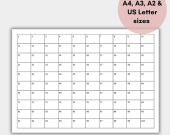 1 - 100 Fundraiser Grid, Printable 100 Square Raffle Board, 50 50 Raffle, Easy Fundraising Idea, Instant Download (A4, A3, A2, Letter)