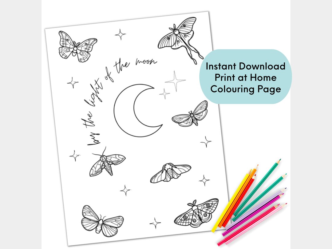 Printable Moth Coloring Page, Colouring Sheet, Instant Download - Etsy