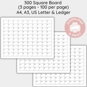 100 200 300 Fundraiser Grid, Printable 1 - 300 Square Raffle Board Kit, 50 50 Raffle, Instant Download PDF (A4, A3, Letter, Ledger)