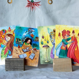 Cartolina delle fate / Fate / Fate ricamate / Gioielli delle fate Talor Writer Quilting / Arte delle fate / Cartoline illustrate Wattercollor