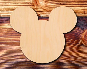 Mickey Head Wood Shape, Mickey Mouse Head Wooden Laser Cut Out Shape, Mickey Mouse Ears, Unfinished Wood Shapes, Mouse Head Shape For Crafts