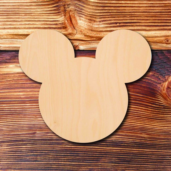 Mickey Head Wood Shape, Mickey Mouse Head Wooden Laser Cut Out Shape, Mickey Mouse Ears, Unfinished Wood Shapes, Mouse Head Shape For Crafts