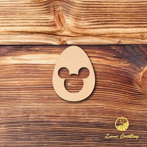 Easter Egg w/ Mouse Cutout - Laser Cut - Multiple Sizes - Unfinished Wood - Cutout Shapes