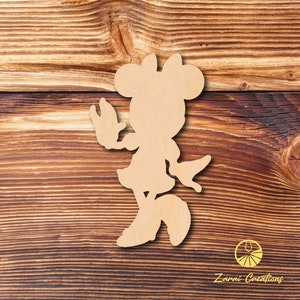 Mouse w/ Bow Posing - Laser Cut - Multiple Sizes - Unfinished Wood - Cutout Shapes