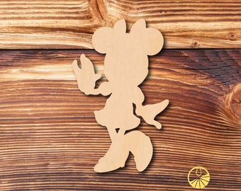 Mouse w/ Bow Posing - Laser Cut - Multiple Sizes - Unfinished Wood - Cutout Shapes