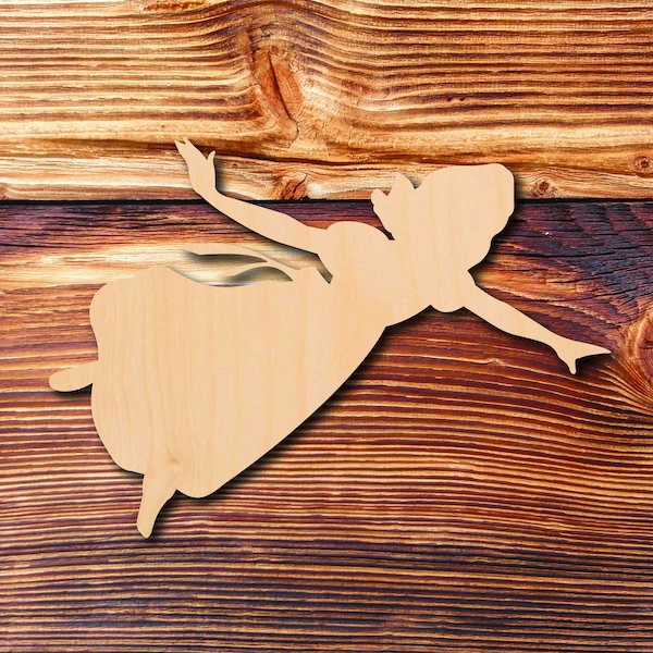 GIRL FLYING - Laser Cut - Multiple Sizes - Unfinished Wood - Cutout Shapes