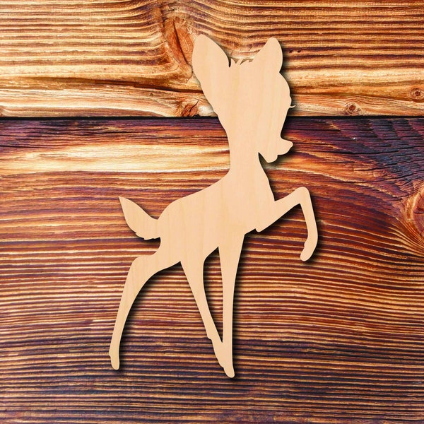 Bambi Laser Cut Unfinished Wood Shapes, Animal Cutout, Doe Wood Cutout, Deer Wood Shape, Wooden Doe for Craft and Decoration, Deer Shape