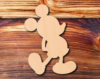 Mickey Mouse Wooden Cutout Shape, Wooden Mickey Mouse for Crafts, Mickey Wood Shape, Mickey Mouse Unfinished Wood Shape Laser Cutout Shapes