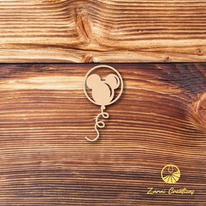 Mickey Balloon Wood Shape, Wooden Mickey Mouse Balloon Cutout, Mouse Ear Balloon Unfinished Wood Shape, Mouse Balloon, Disney Nursery Décor