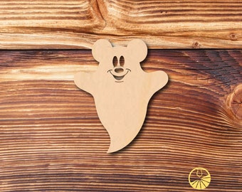 Smiling Ghost w/ Ears 2- Laser Cut - Multiple Sizes - Unfinished Wood - Cutout Shapes