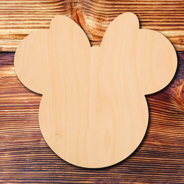 Minnie Mouse bow Cutout, Wooden Mickey Mouse, Minnie Mouse Laser Cut Unfinished Wood Shapes, Mickey Mouse Head Cutouts, Mickey Mouse Ears