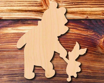 Friends Walking Wooden Cutout Shape, Winnie The Pooh Cutout, Disney Wall Décor, Winnie The Pooh Shape, Laser Cut Out Unfinished Wood Shape