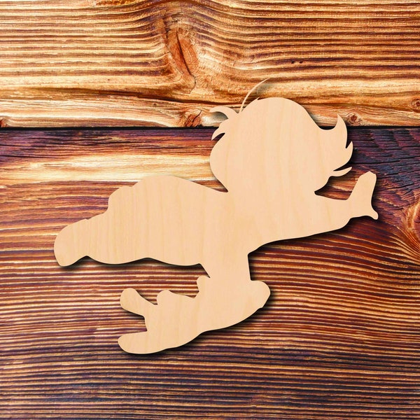 LITTLE BOY FLYING - Laser Cut - Multiple Sizes - Unfinished Wood - Cutout Shapes