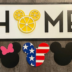 Custom Home Sign, Interchangeable 3D Mouse Head Home Sign, Disney Home Sign, Mickey Mouse Sign, Disney Welcome Home sign, Mickey Home Sign