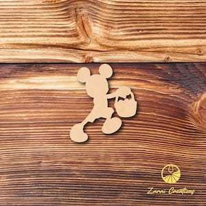 Mouse with Basket 2 - Multiple Sizes - Unfinished Wood - Cutout Shapes