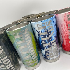 Custom Tumbler, Personalized Tumbler, Wedding Party Tumblers, Custom Travel Tumbler, Stainless Steel Tumbler (Hydro Dipped-Sealed w/ Resin)