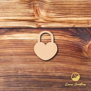 Heart Lock - Laser Cut - Multiple Sizes - Unfinished Wood - Cutout Shapes