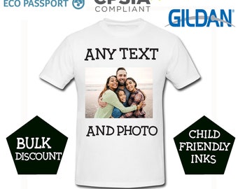 Personalised T-Shirt- Any Design ,Any Colour, Any Image, Your own Message, Friends, Funny, College Graduation Unisex Adult Kids Tee Top