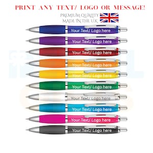 Personalised Pen Novelty Office Stationary Curvy Contour Colour Pens Promotional
