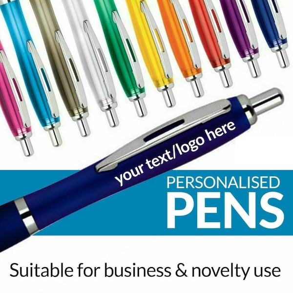 Personalised Pen Novelty Office Stationary Curvy Contour Colour Pens Promotional