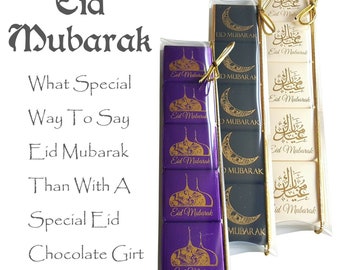 Regalo de chocolate EID - Regalo de Ramadán - Leche y chocolate oscuro - Mensaje de Eid Mubarak - Regalo de Ramadán - Regalo de Eid - Regalo dulce para Eid, Ramadán