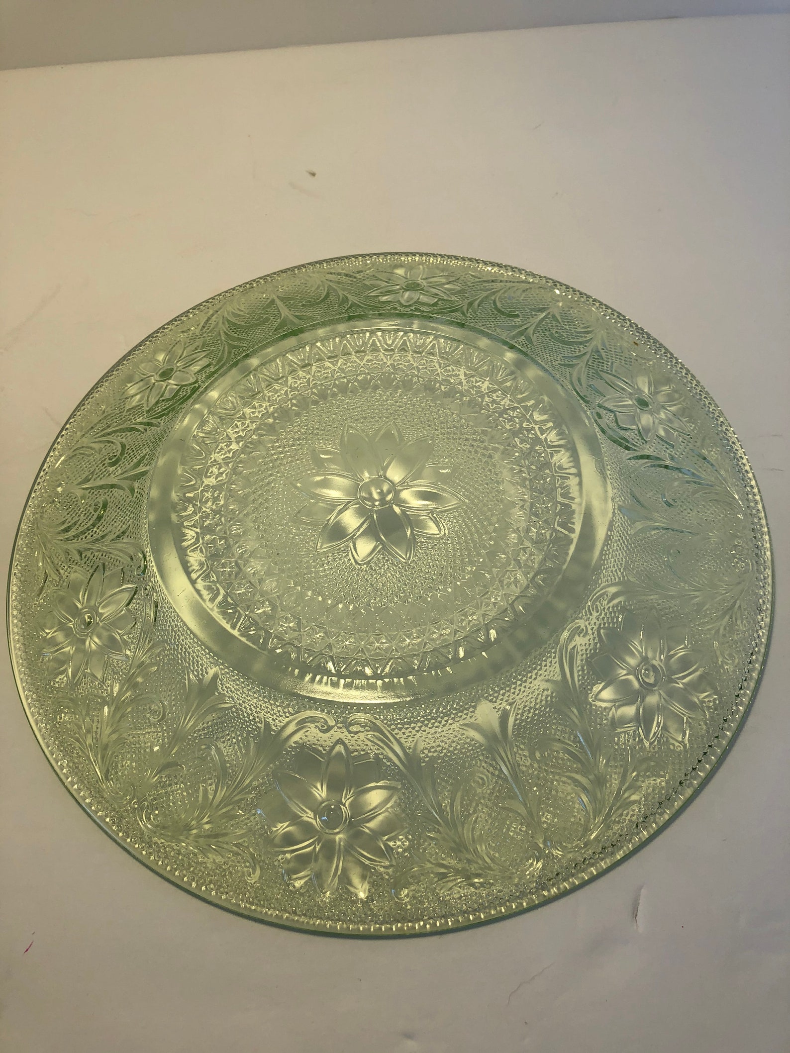 Vintage Tiara Glass Chantilly Green Dinner Plate Vintage Etsy