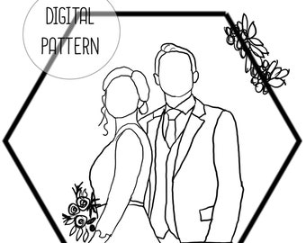 Personalisiertes Stickmuster - Familien Portrait