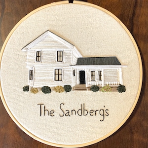 Custom House Embroidery Hoop - Housewarming Gift - Home Keepsake - Home Portrait