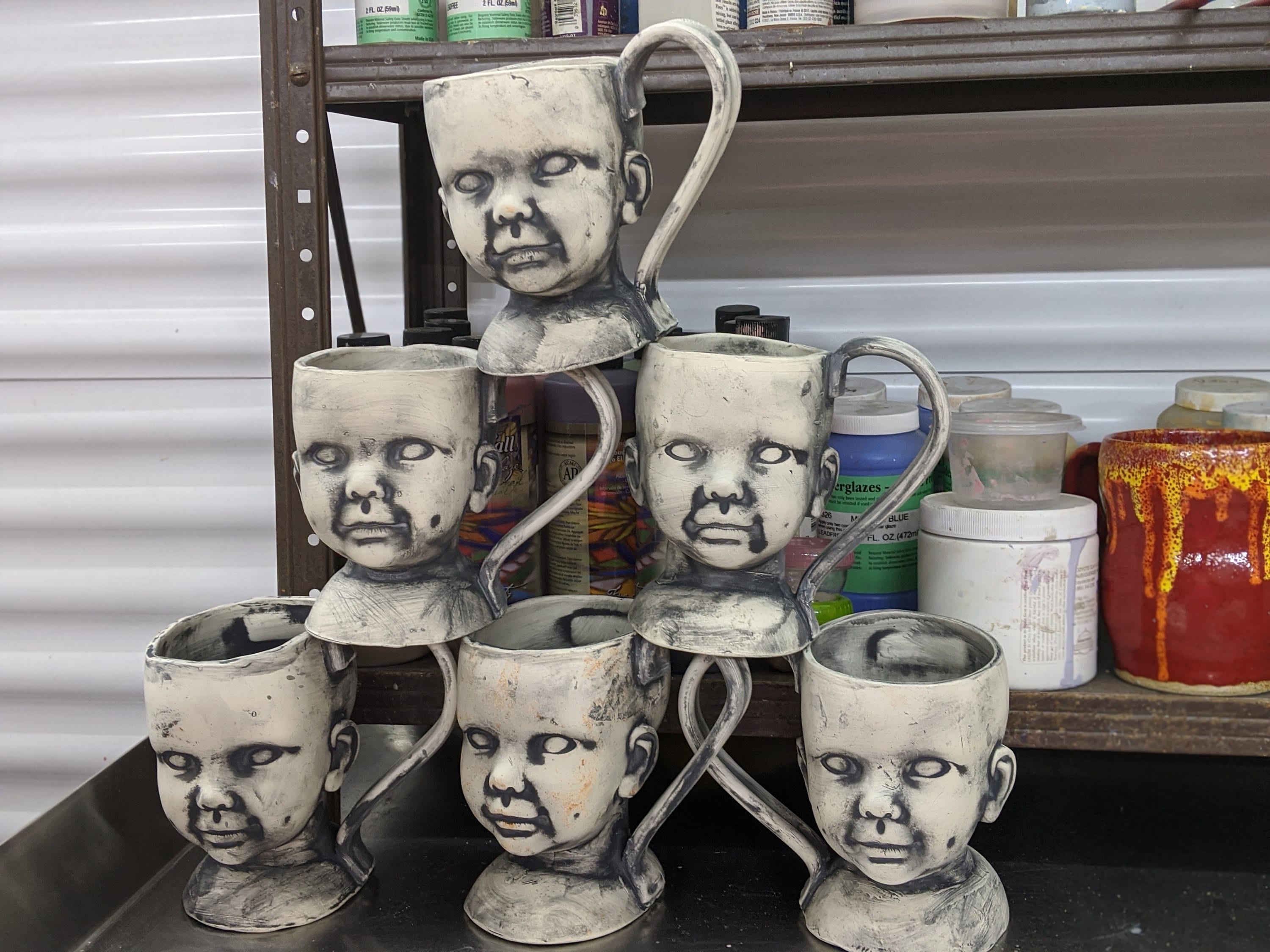 Creepy baby head Mug many different color choices and customizable USA made creepy dark macabre demented birthday halloween christmas house
