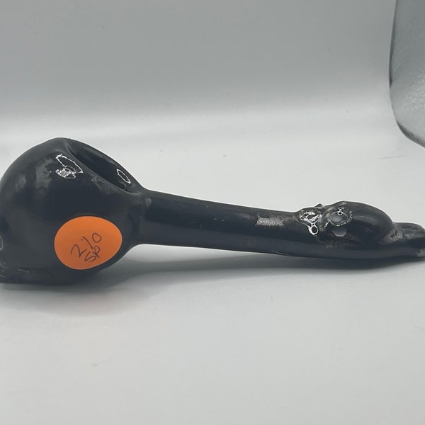 Skull tobacco black adventurine pipe  ceramic tobacco pipe USA free shipping hand painted