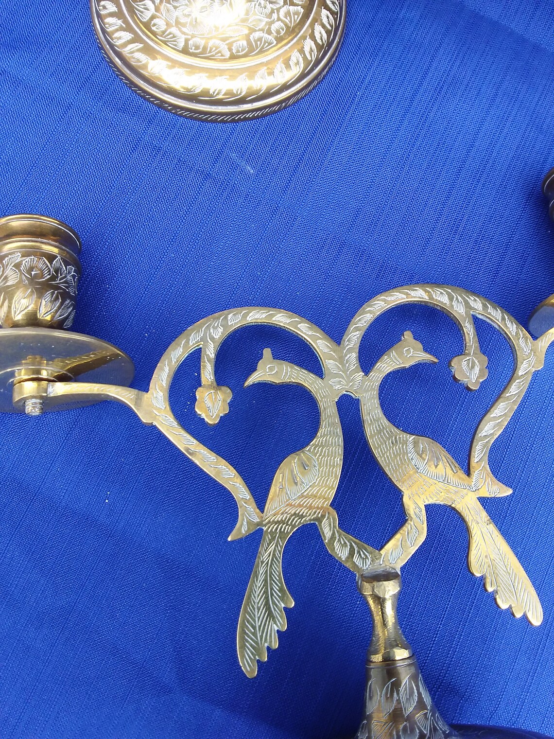Vintage Brass Peacock Candle Holders Set Etsy