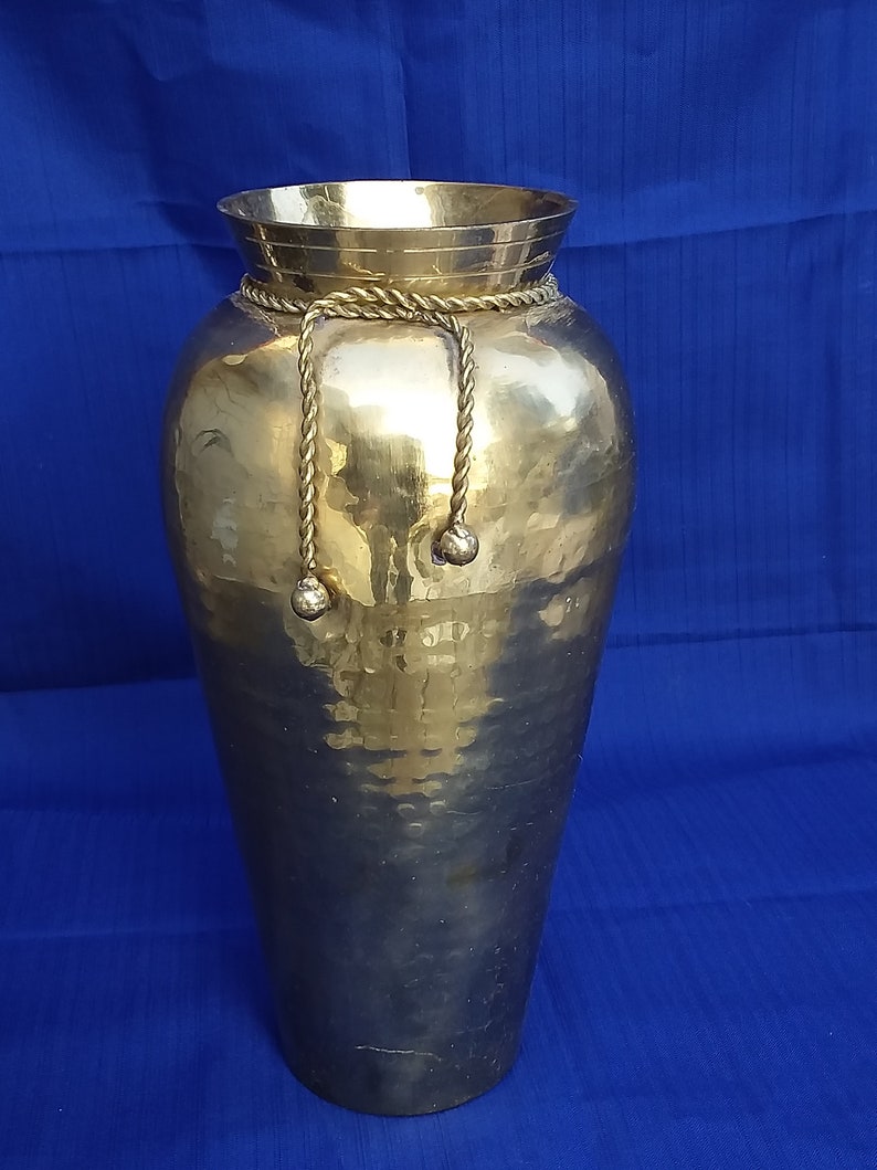 Large Vintage Solid Brass Vase Jug 12
