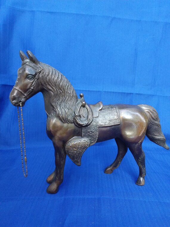 Vintage Metal Horse With Bronze Finish Figurine Etsy