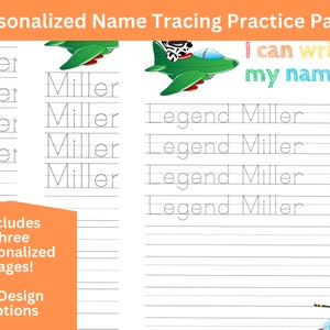 Set of 3 Personalized Name Tracing Page - Perfect for Toddler, Preschool and Kindergarten!