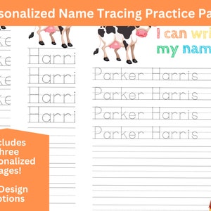 Set of 3 Personalized Name Tracing Page - Perfect for Toddler, Preschool and Kindergarten!
