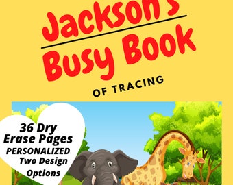 Dry Erase Personalized Busy Book for tracing for Kindergarten, Preschoolers and Toddlers