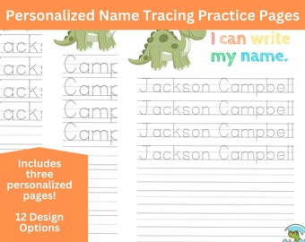 Set of 3 Personalized Name Tracing Page - Perfect for Toddler, Preschool and Kindergarten!